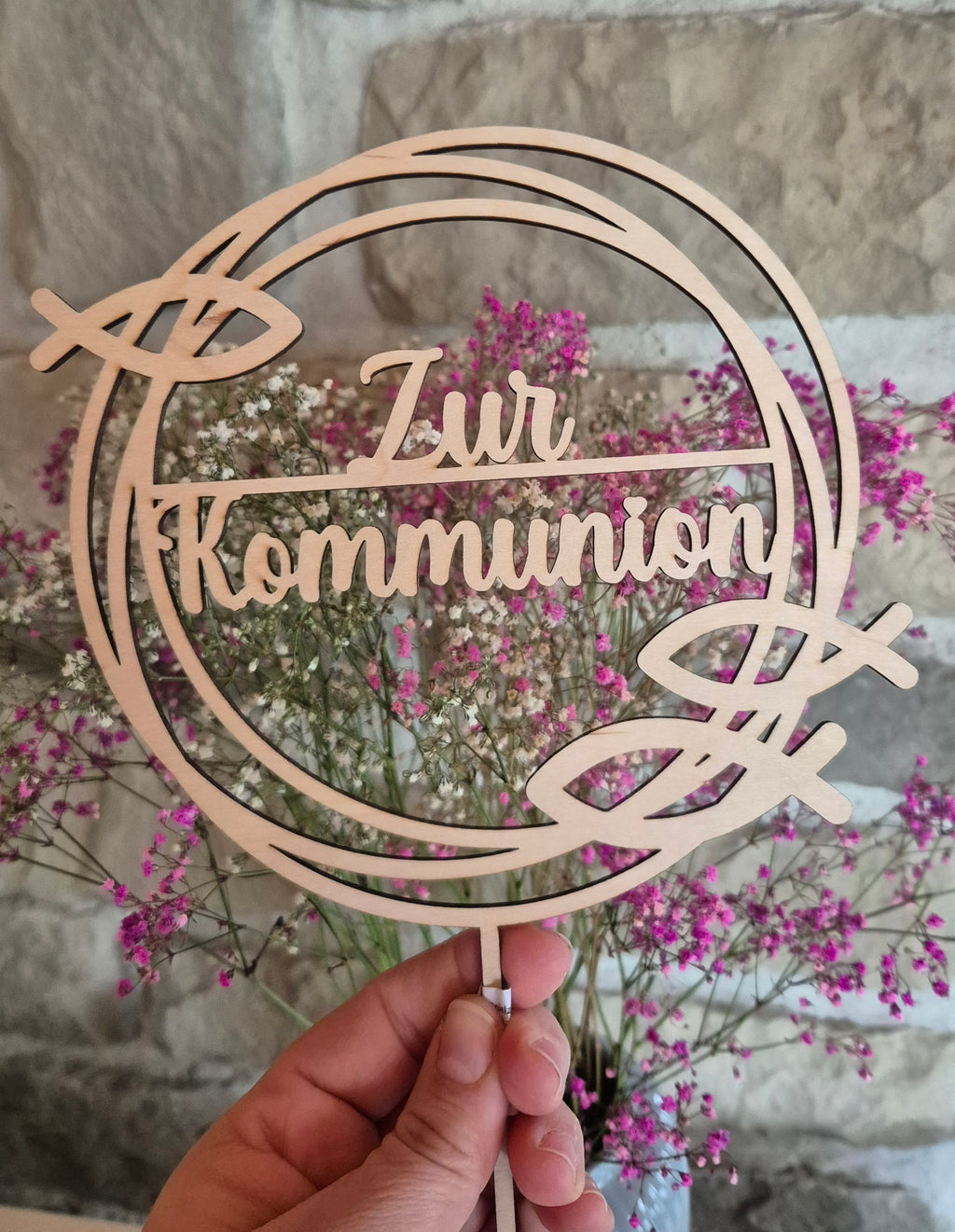 Dekostecker Fische „Zur Taufe“, „Zur Kommunion“, „Zur Firmung“ oder „Zur Konfirmation“