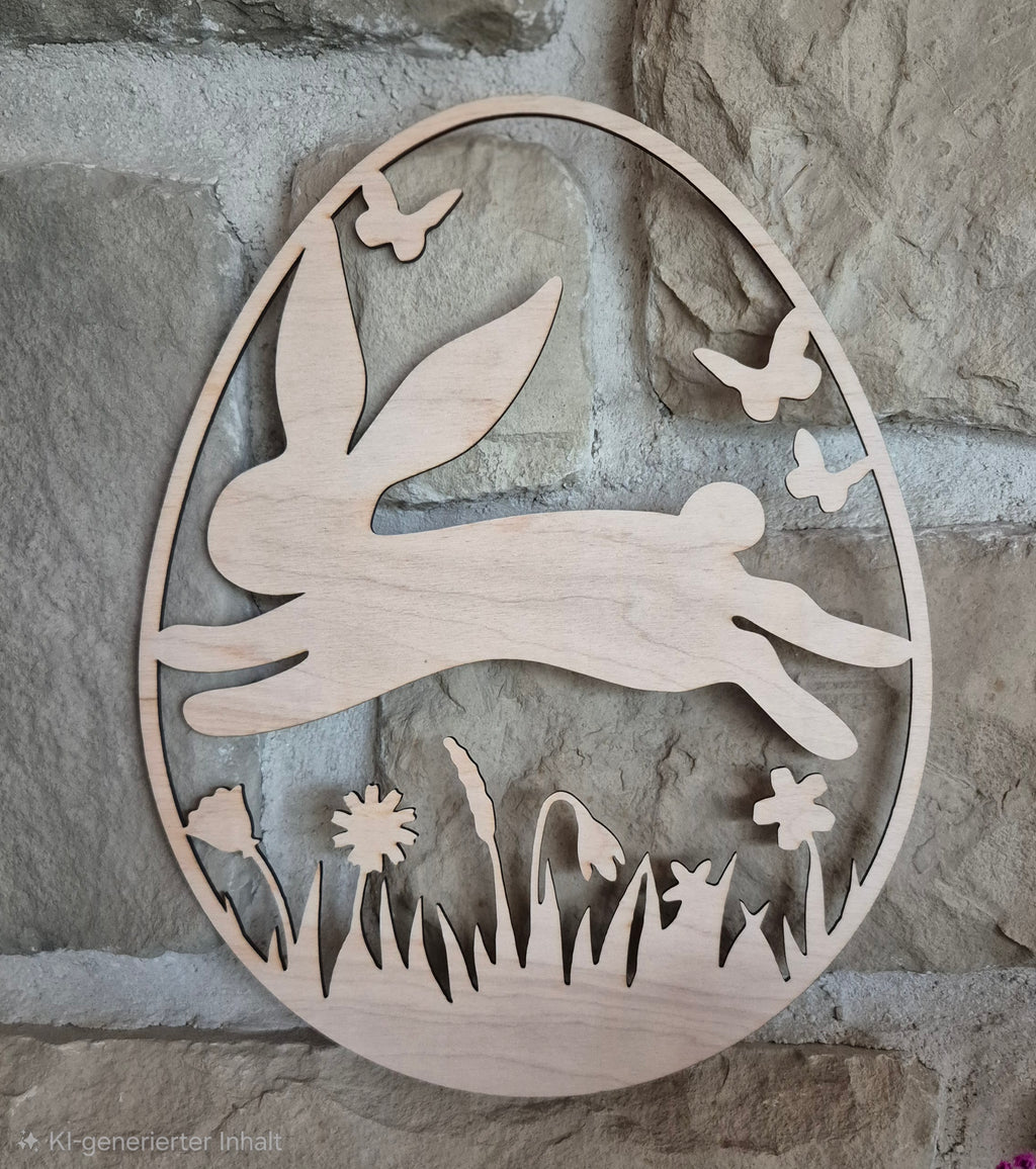 Türkranz aus Holz „Hase im Frühling“