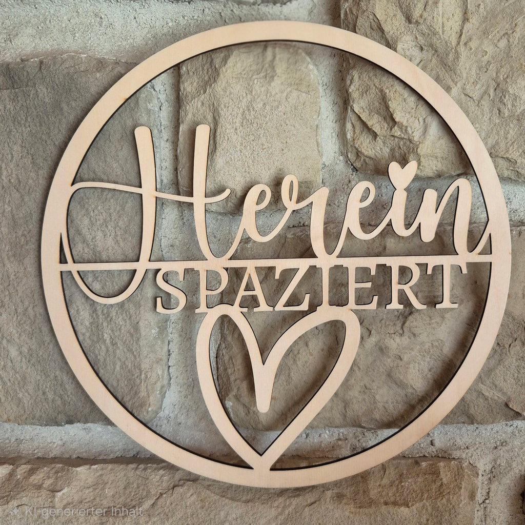 Türkranz „Hereinspaziert“ aus Holz – Moderne Türdekoration