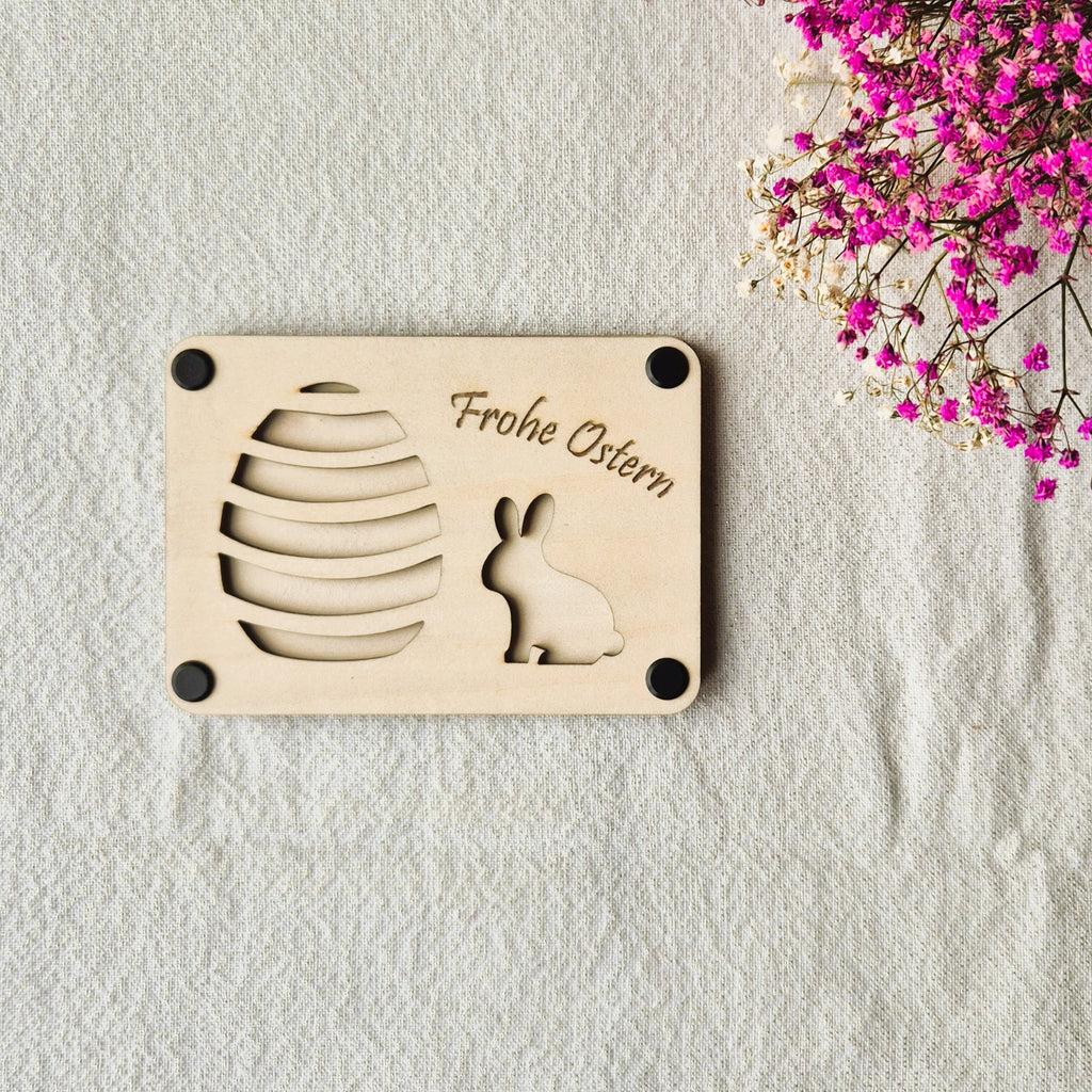 Geldgeschenkverpackung aus Holz – Frohe Ostern