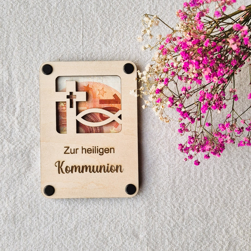 Geldgeschenkverpackung aus Holz – Kommunion, Firmung, Konfirmation