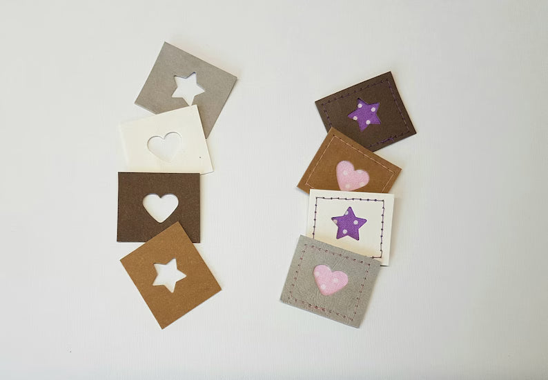 Aufnäher Set aus SnapPap mit Herz- oder Sternstanzung