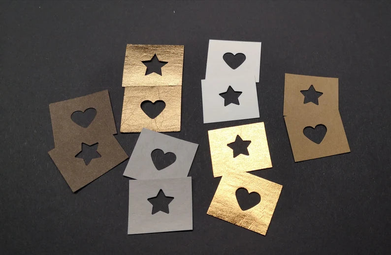 Aufnäher Set aus SnapPap mit Herz- oder Sternstanzung