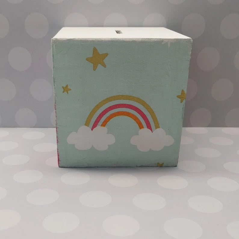 Spardose mit Namen und Einhornmotiv