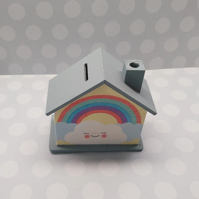 Spardose Wolke und Regenbogen mit Namen