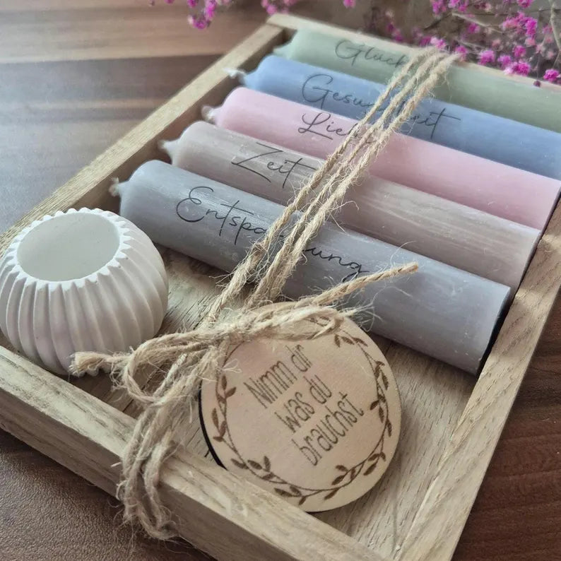 Nimm dir was du brauchst Kerzen Geschenkset pastell