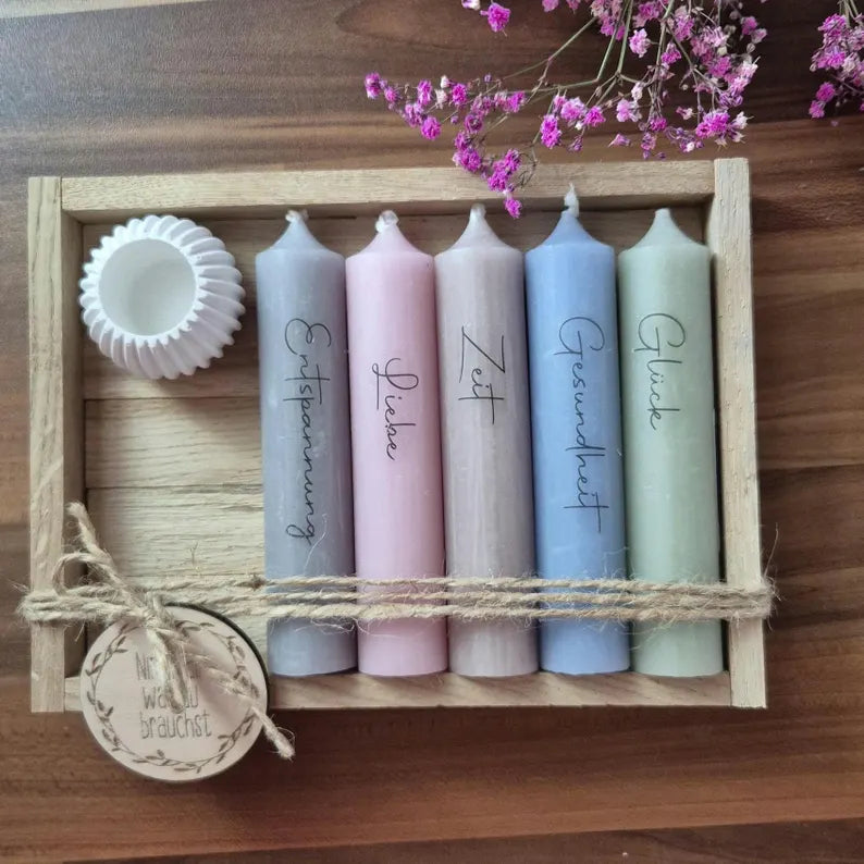 Nimm dir was du brauchst Kerzen Geschenkset pastell