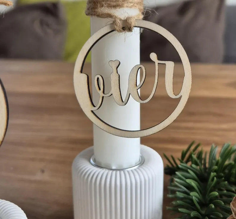 Adventskranz Zahlen 1 bis 4 aus Holz