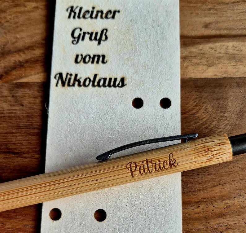Nikolausgeschenk Kleiner Gruß vom Nikolaus mit Kugelschreiber mit Namen