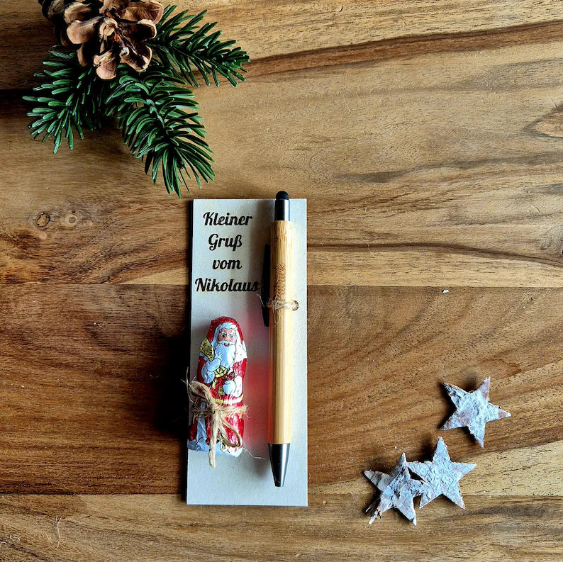 Nikolausgeschenk Kleiner Gruß vom Nikolaus mit Kugelschreiber mit Namen