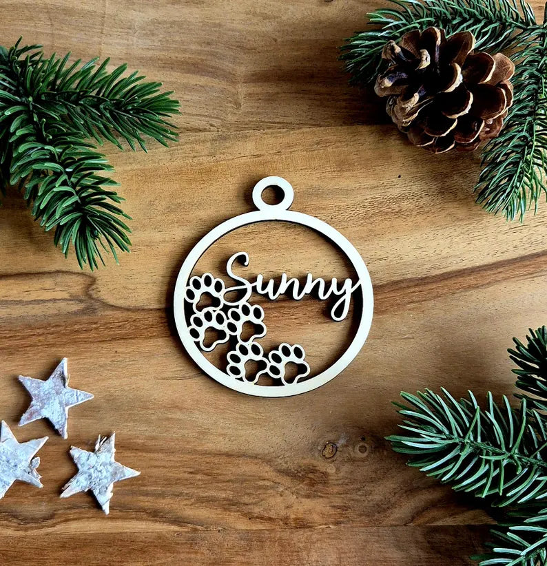 Weihnachtsbaumkugel mit Namen aus Holz Weihnachtsschmuck Geschenkanhänger