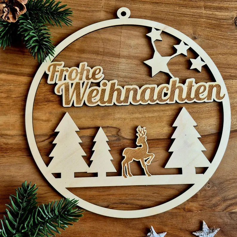 Türkranz mit Hirsch Weihnachten aus Holz