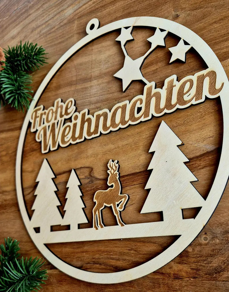 Türkranz mit Hirsch Weihnachten aus Holz