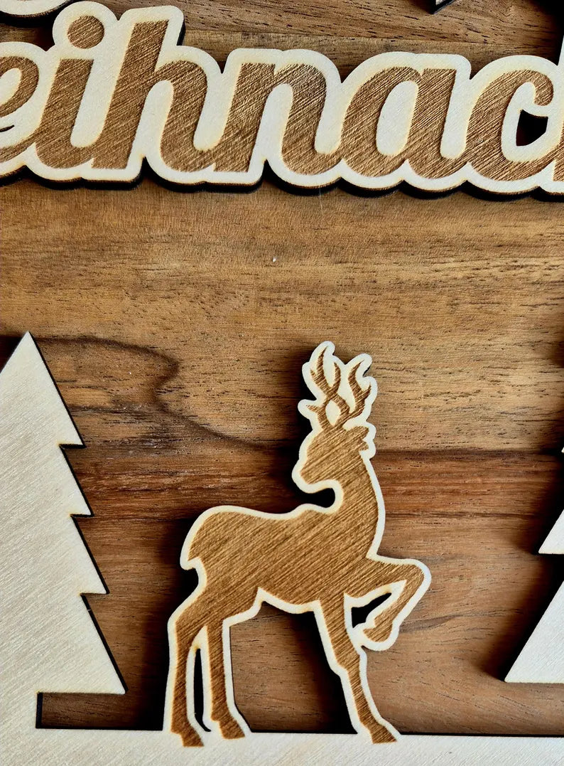Türkranz mit Hirsch Weihnachten aus Holz