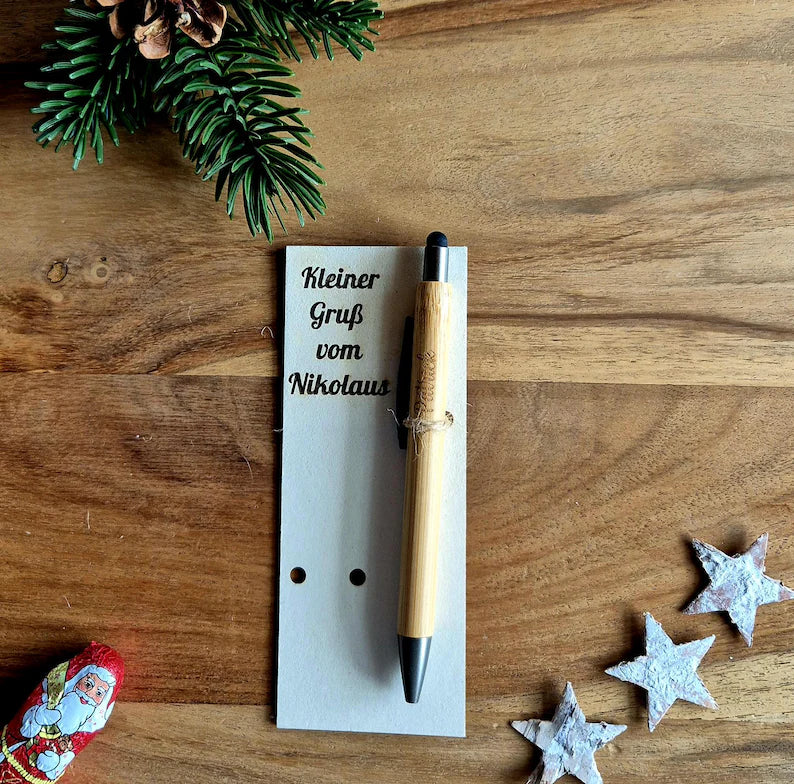 Nikolausgeschenk Kleiner Gruß vom Nikolaus mit Kugelschreiber mit Namen