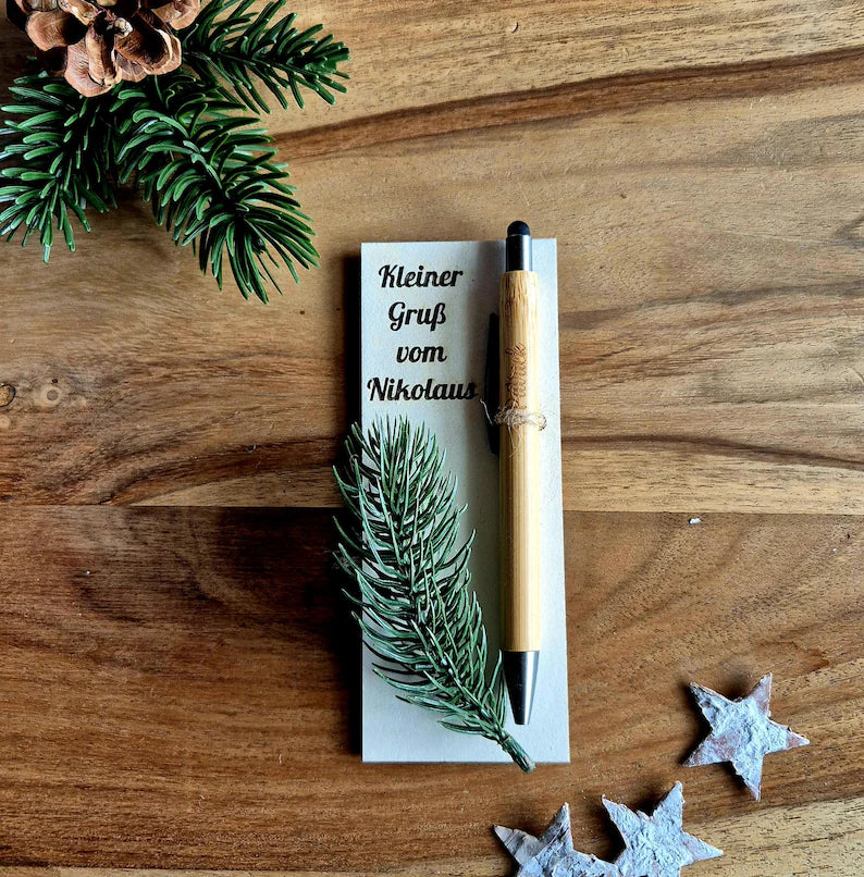 Nikolausgeschenk Kleiner Gruß vom Nikolaus mit Kugelschreiber mit Namen