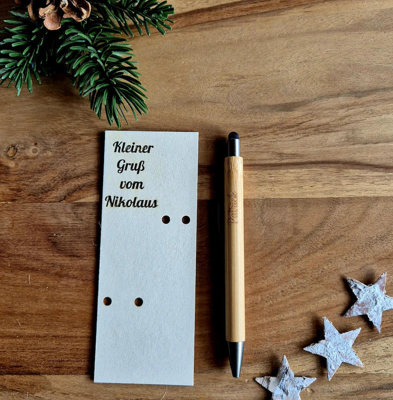 Nikolausgeschenk Kleiner Gruß vom Nikolaus mit Kugelschreiber mit Namen