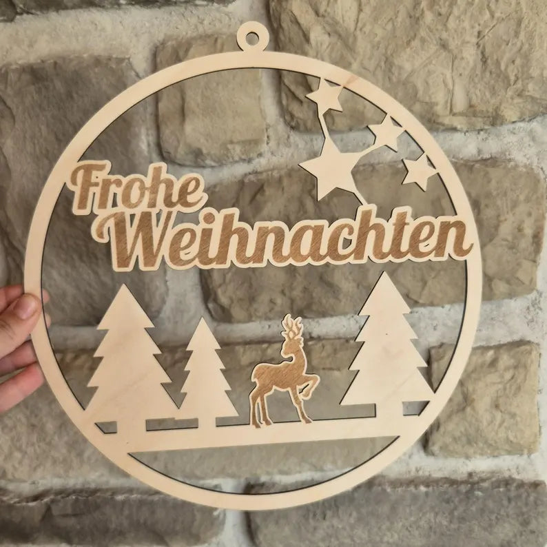 Türkranz mit Hirsch Weihnachten aus Holz
