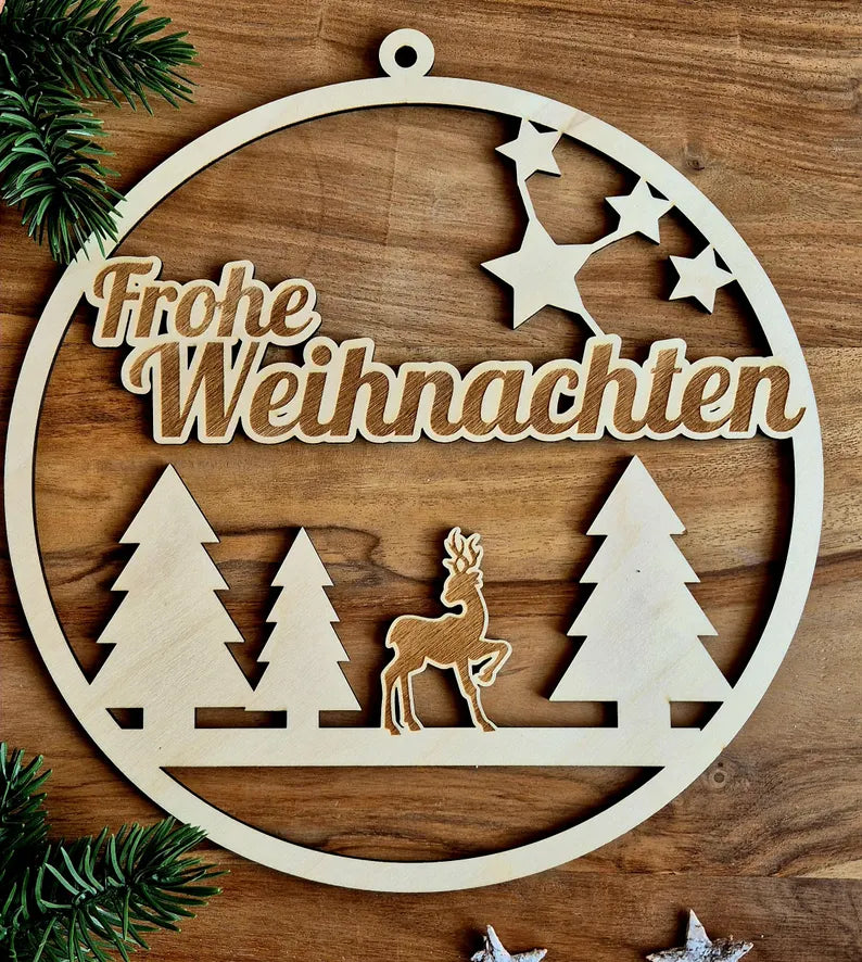 Türkranz mit Hirsch Weihnachten aus Holz