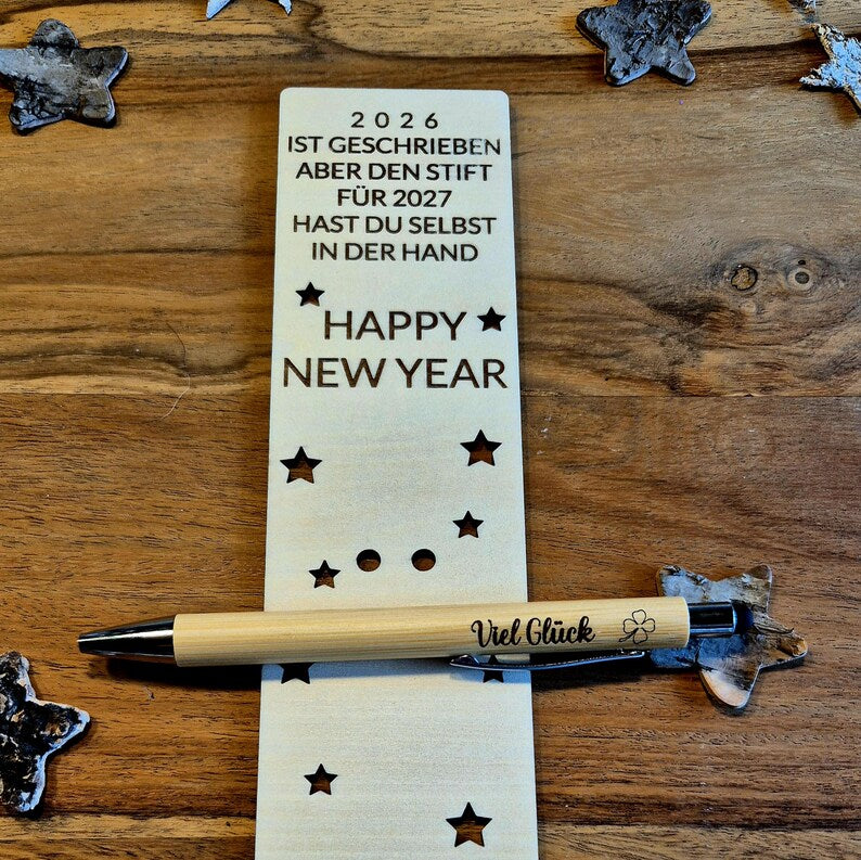 Neujahrsgeschenk für Mitarbeiter mit Holzkugelschreiber