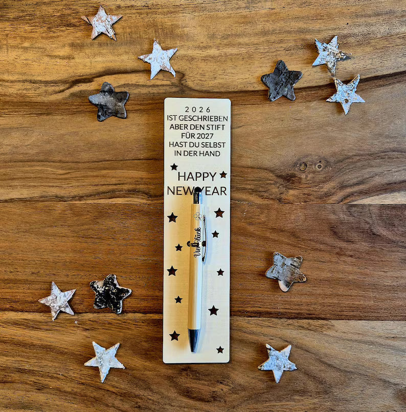 Neujahrsgeschenk für Mitarbeiter mit Holzkugelschreiber